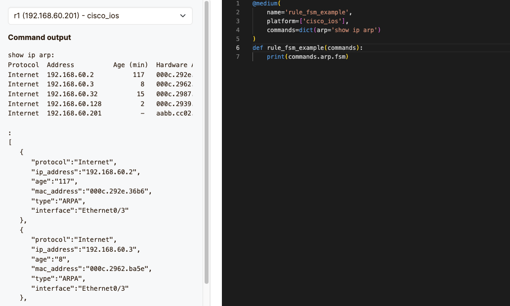 TextFSM structured output of show commands in Netpicker